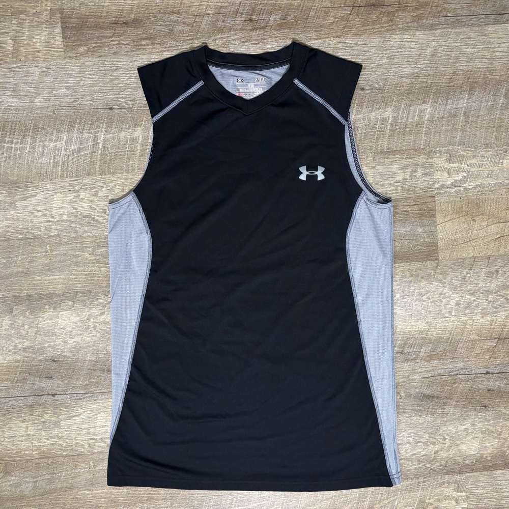 Under Armour Fitted Tank Top Men's S Black Sleeveless Black Heatgear